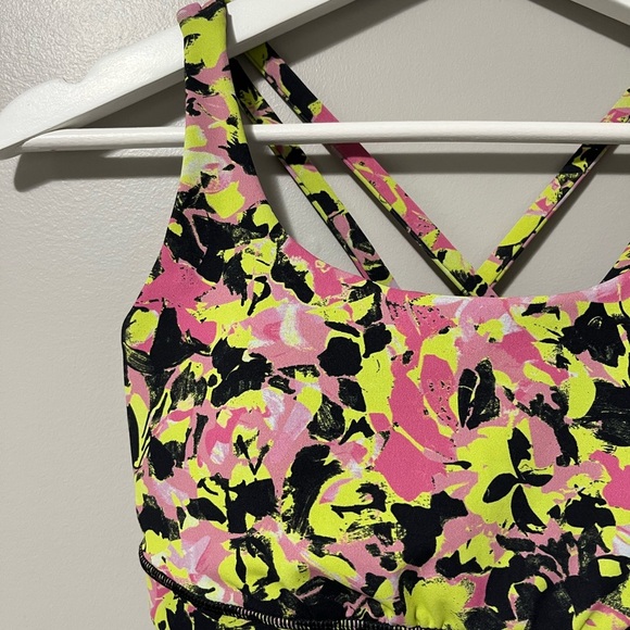 Lululemon Energy Bra Medium Support Inflect Floral Highlight Yellow Multi - Picture 6 of 14